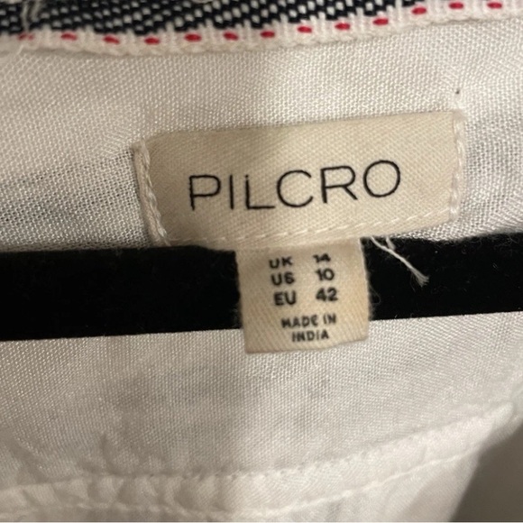 Anthropologie Pilcro Ruffle-Collar Button down Dress, Color: Blue, Size: 10 - Picture 2 of 6